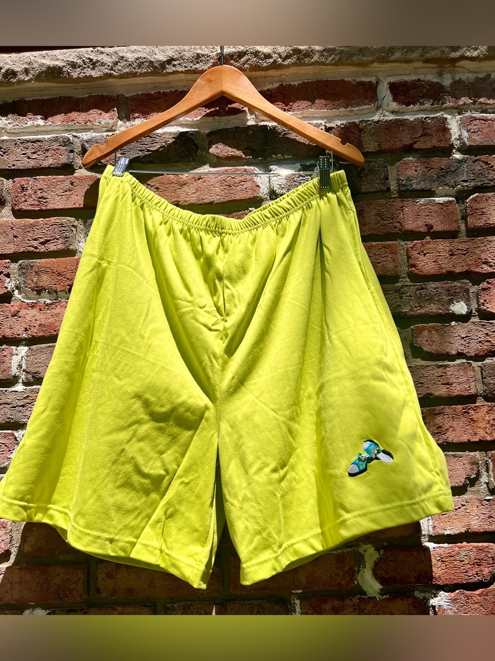 Susan Graver Style Shorts Womens Sz XL Lime Green Embroidered Sandal Studs Beach